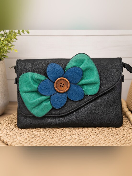 Handbags - Sax Blue Flower Bow Clutch